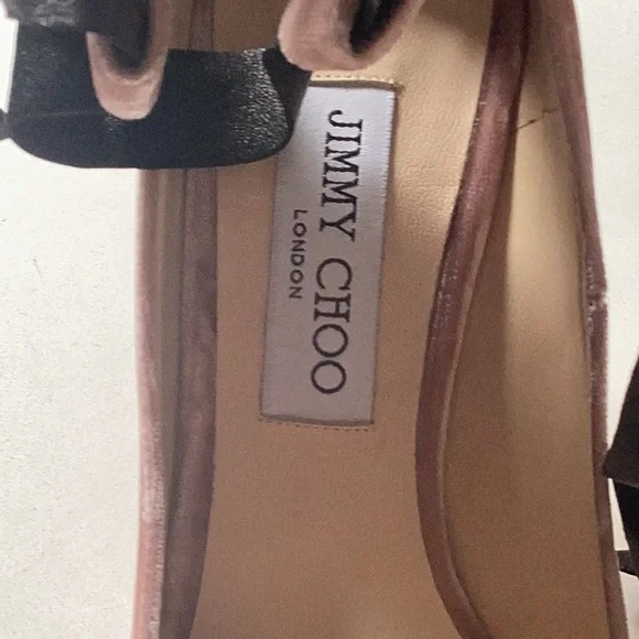 Jimmy Choo *Rosana Blush Velvet Heels with Leather Ankle Ties Size 40 - Picture 3 of 7